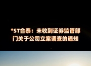 *ST汇科：公司目前处于被中国证监会立案调查期间